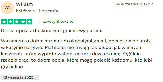 Wygrane i wypłaty w Wazamba - opinia użytkownika